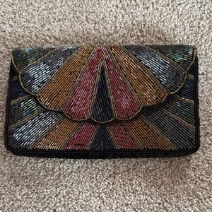 Walborg Black and Gold Beaded Clutch